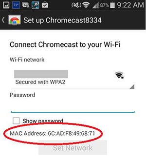 find mac address for google chromecast